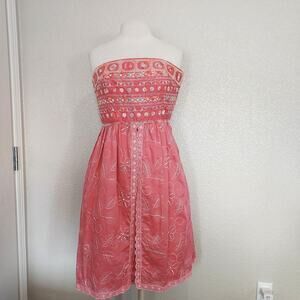 Cynthia Steffe Pink Embroidered Floral Tube Top Dress Size 10